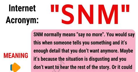 what snm mean in text|SNM Meaning: How to Use the Acronym “SNM” with。